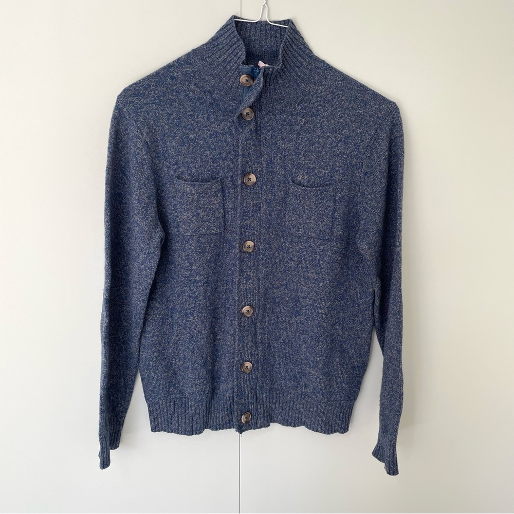 SUN68 Men’s Wool Cardigan Zip and Button in Blue